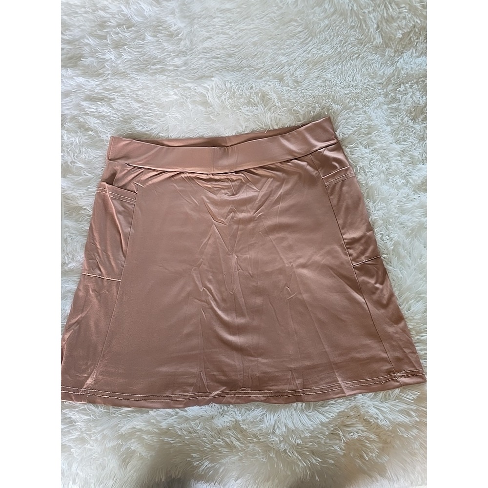 Tan‎ Skort For Women With A Little Flare Size L Silky Material Stretchy